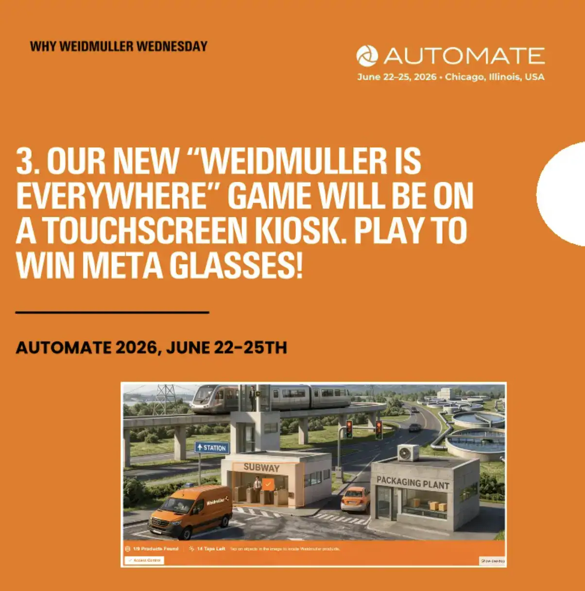 Weidmuller USA promotion of their trade show game for Automate 2026 conference