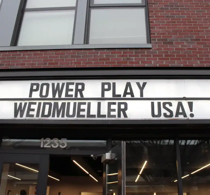 Powering Up Virginia sign at Shift Retail Lab in Richmond VA