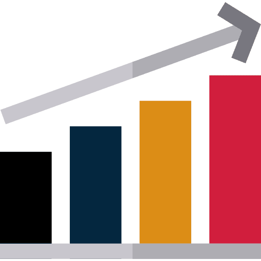 bar chart with growing bars in LMR brand colors
