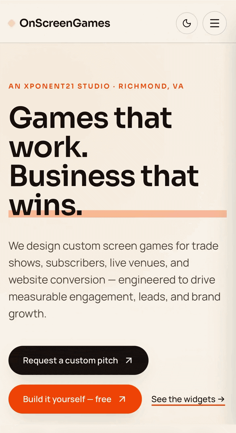Scroll of Onscreengames.com website