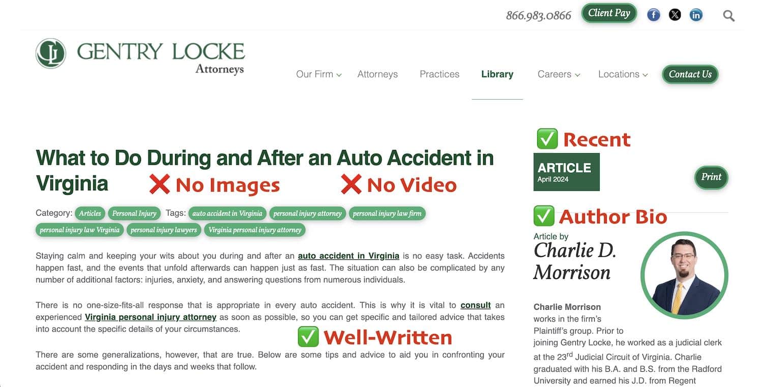 Screenshot showing some AI SEO Strategies for law firms.