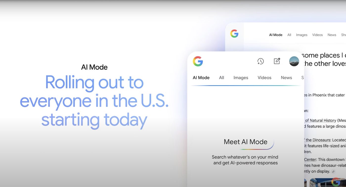 Screenshot of Google's Announcement of AI Mode at Google I/O