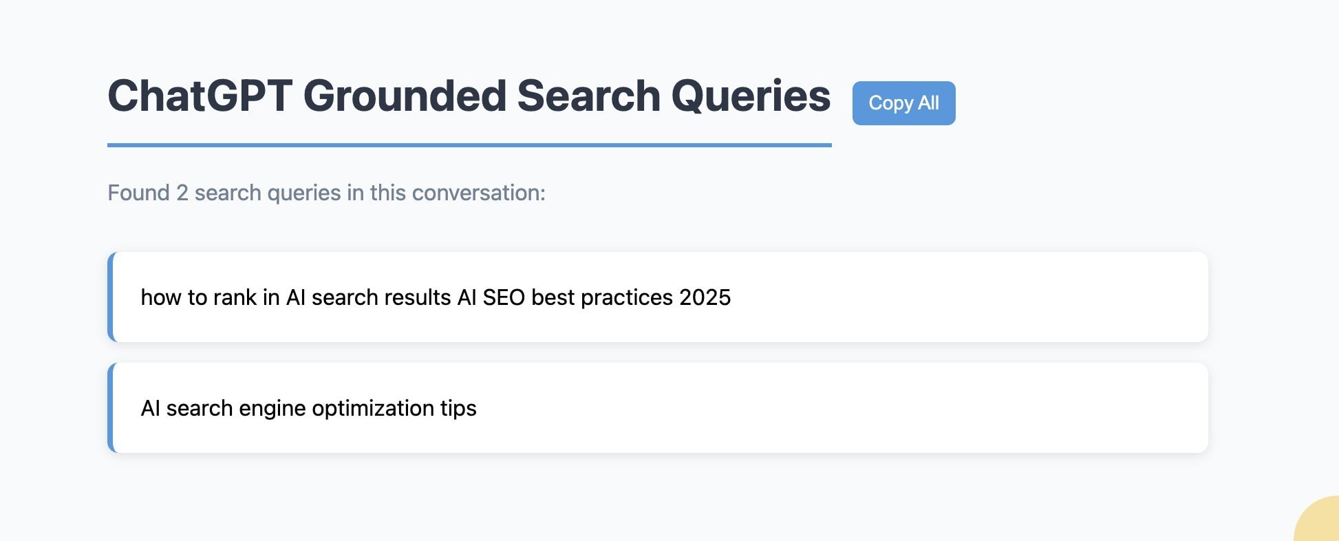 Screenshot of The ChatGPT Search Query Extractor