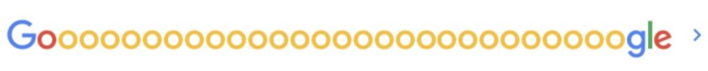 Google results with extra letter "O"s indicating results pages