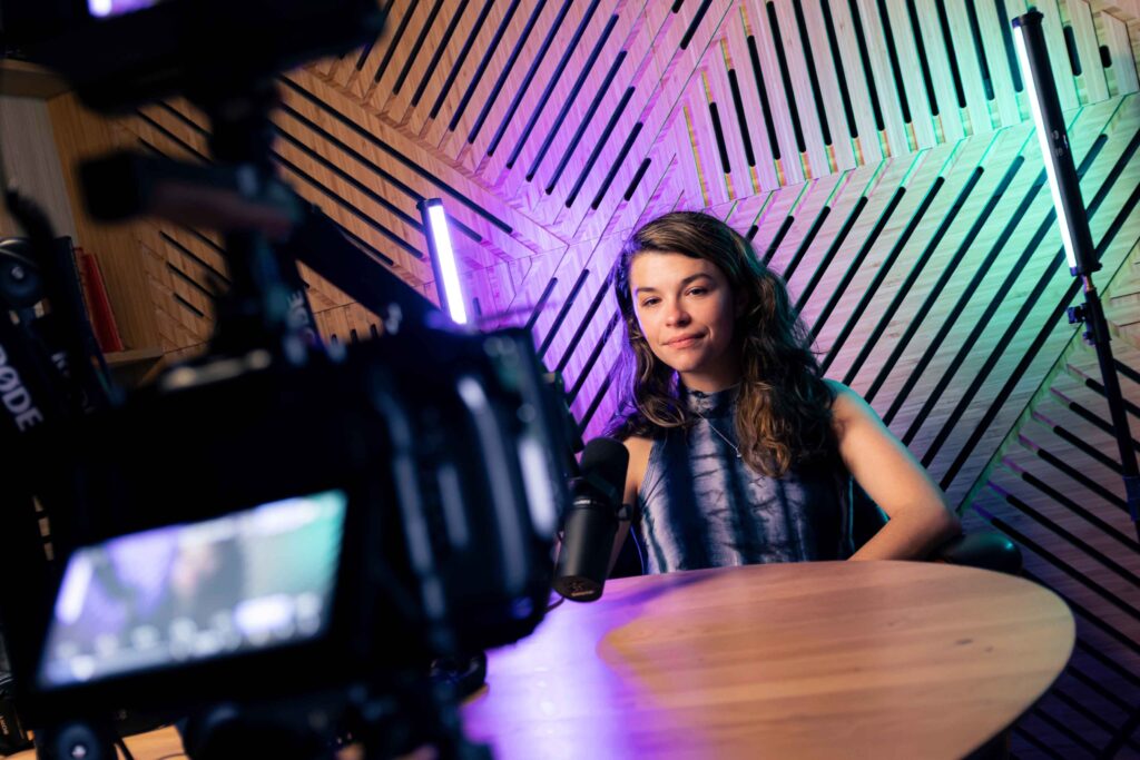 Kayleigh Crandell in the Podcast Studio
