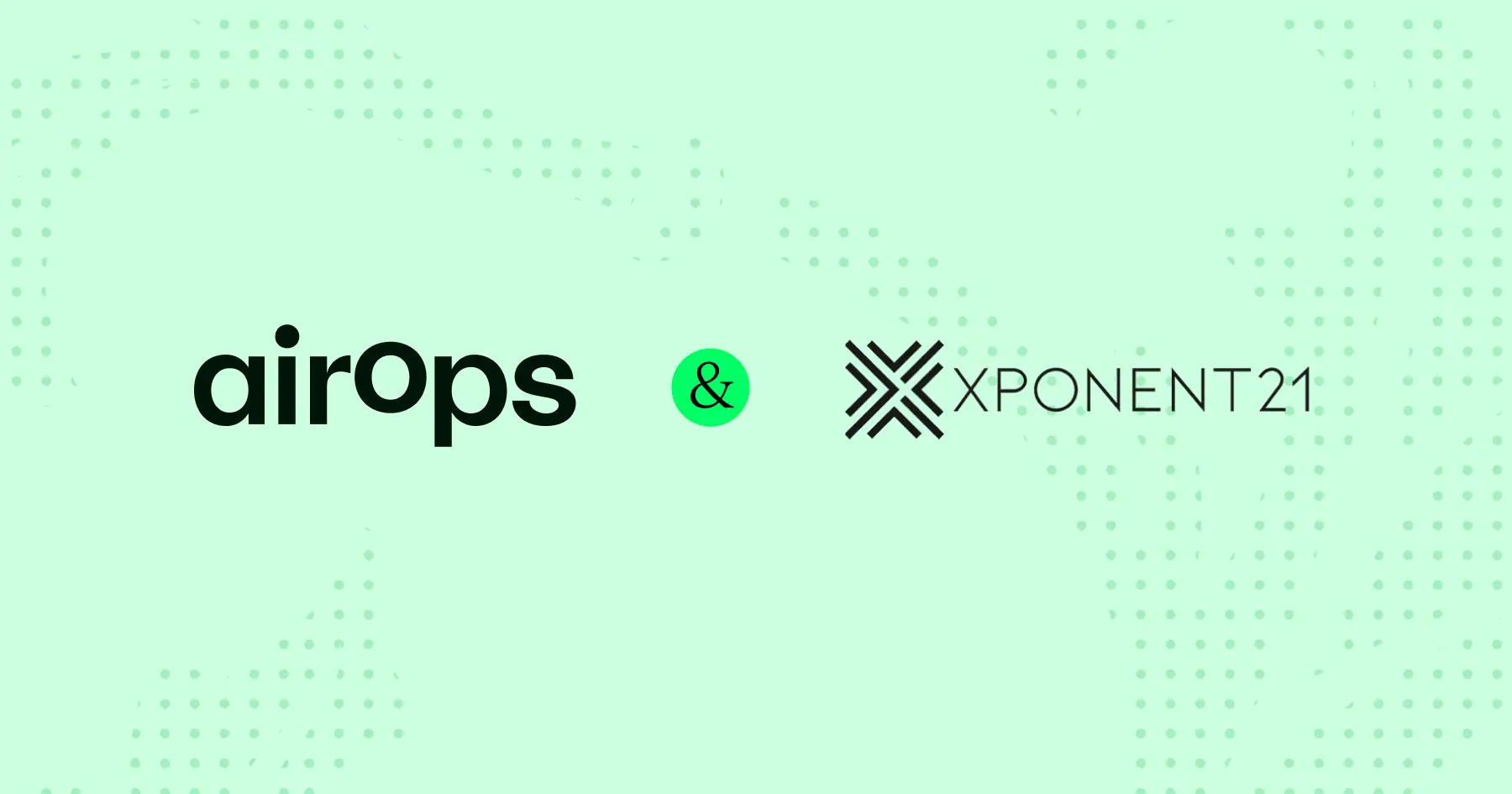 Airops and Xponent21 logos on green background