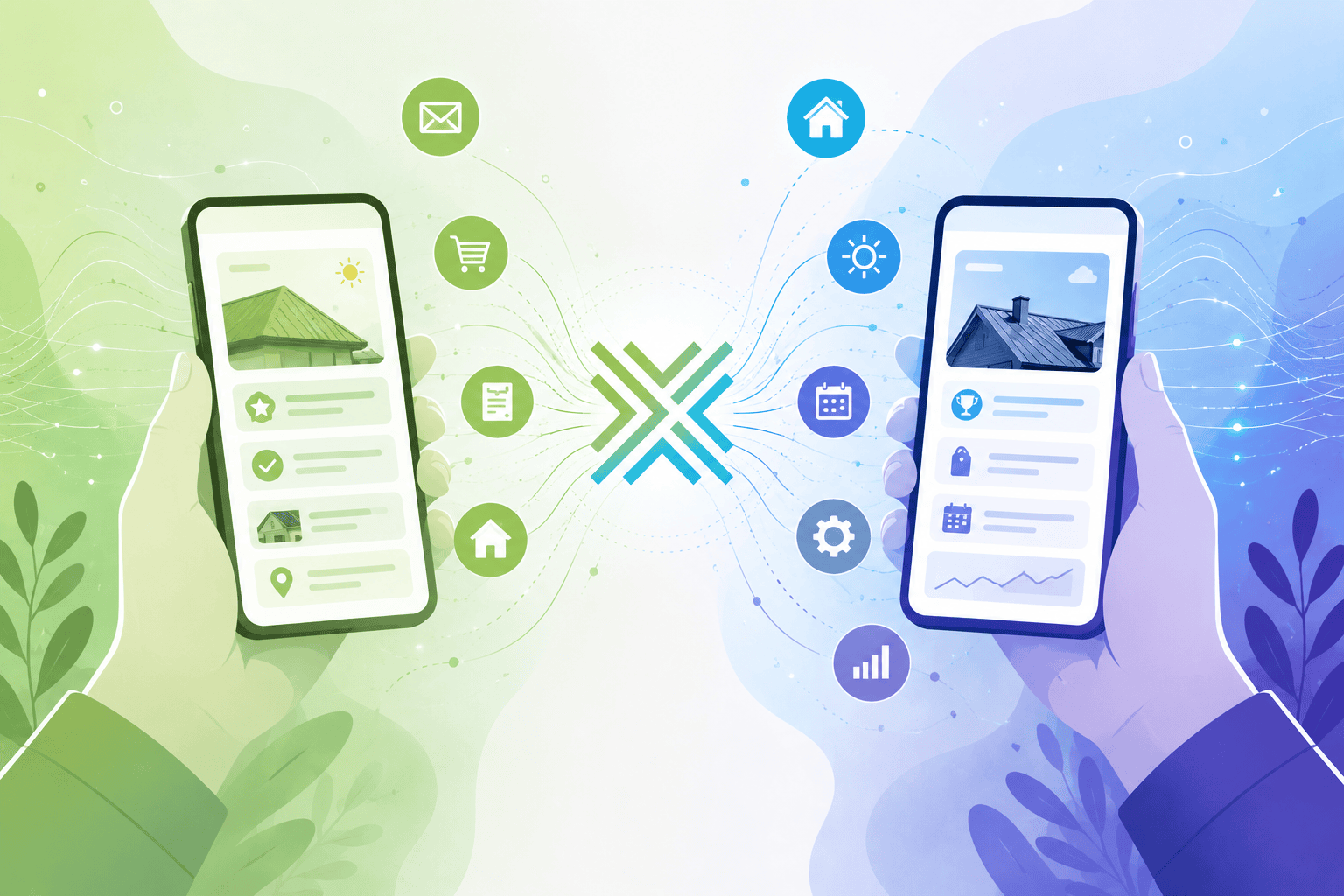 two hands showing different AI search results on mobile phones
