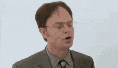 gif of Dwight Schrute from The Office saying question with flashing question mark