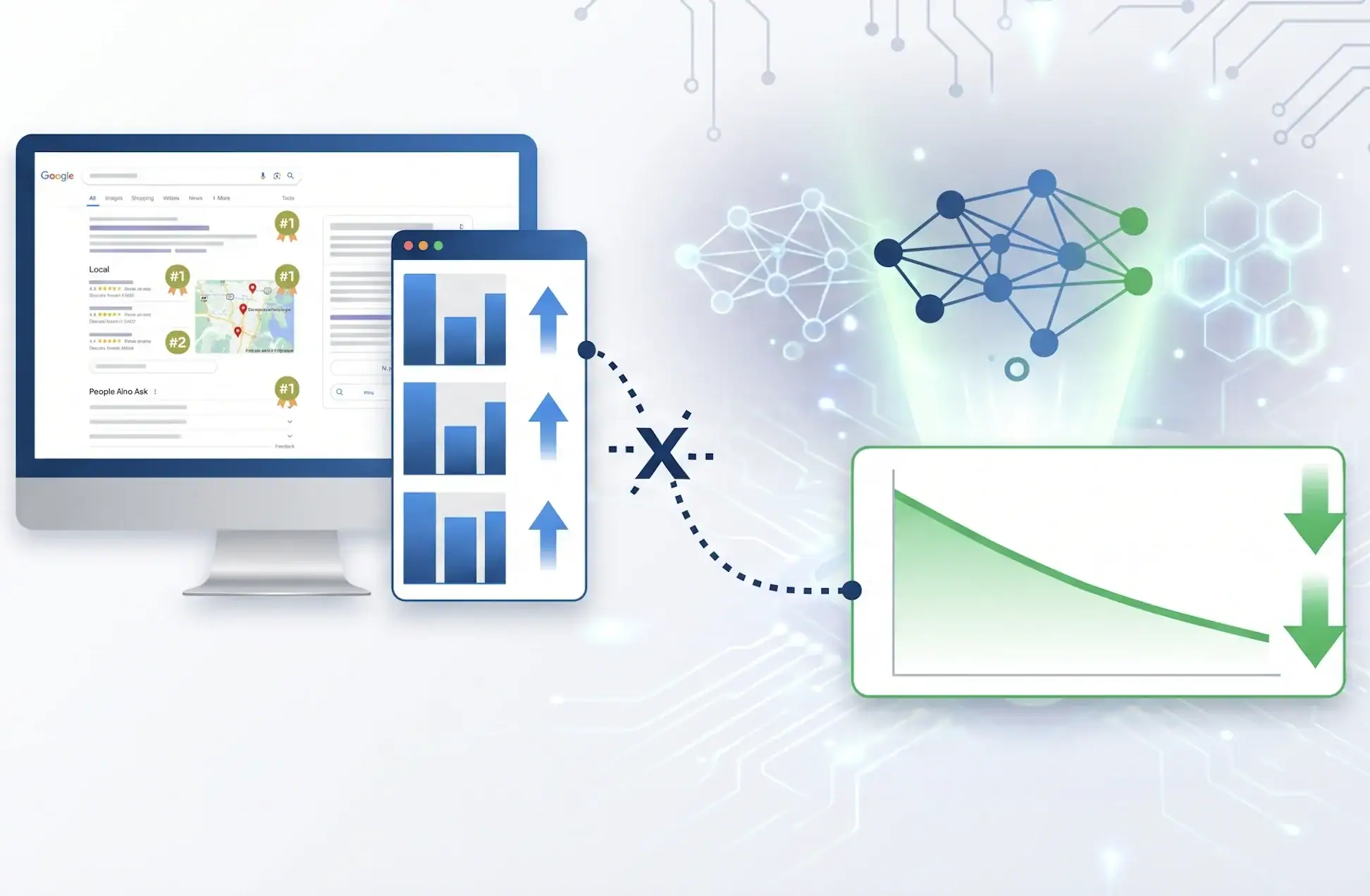 graphic illustrating organic traffic drop even when rankings are high