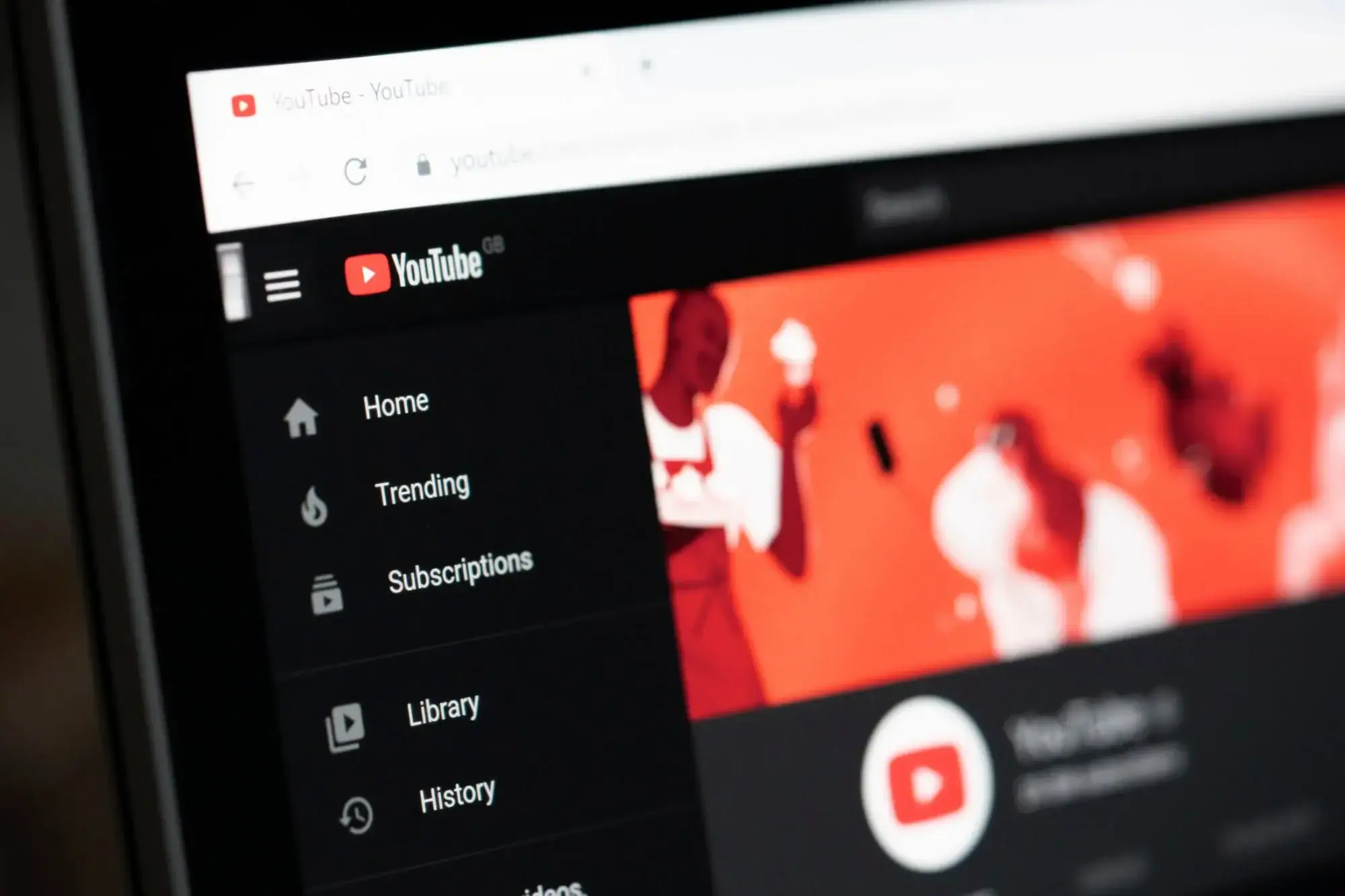 image of YouTube channel on laptop screen